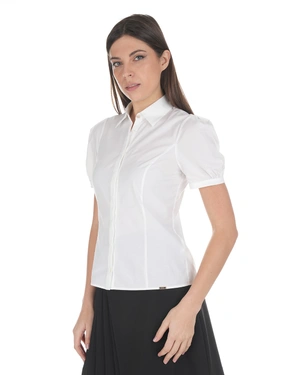 White cotton shirt with short puff sleeve | Business - 10