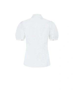 White cotton shirt with short puff sleeve | Business - 13