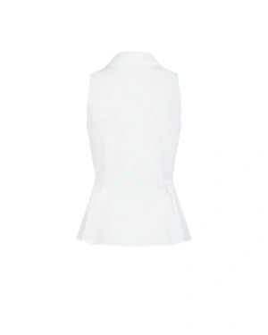 White cotton sleeveless shirt with defined waist | Skirts and Shorts - 4