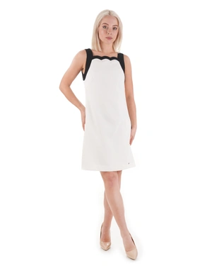 Rochie albă cu bretele negre contrastante și lungime până la genunchi | COLECTIE DE VARĂ OUTLET - 4