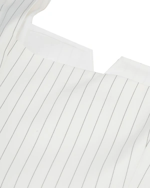 White fine-striped top with straps and a square neckline with a V-element | NEW - 14
