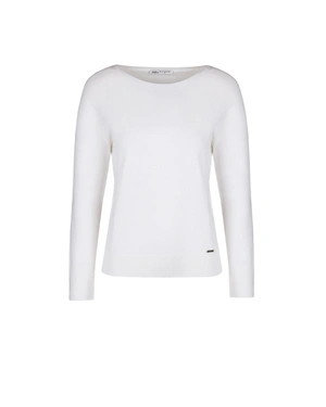 White fine sweater with crew neck, made of certified viscose | Pullovers | Dika.ge White fine sweater with crew neck, made of certified viscose | Pullovers
