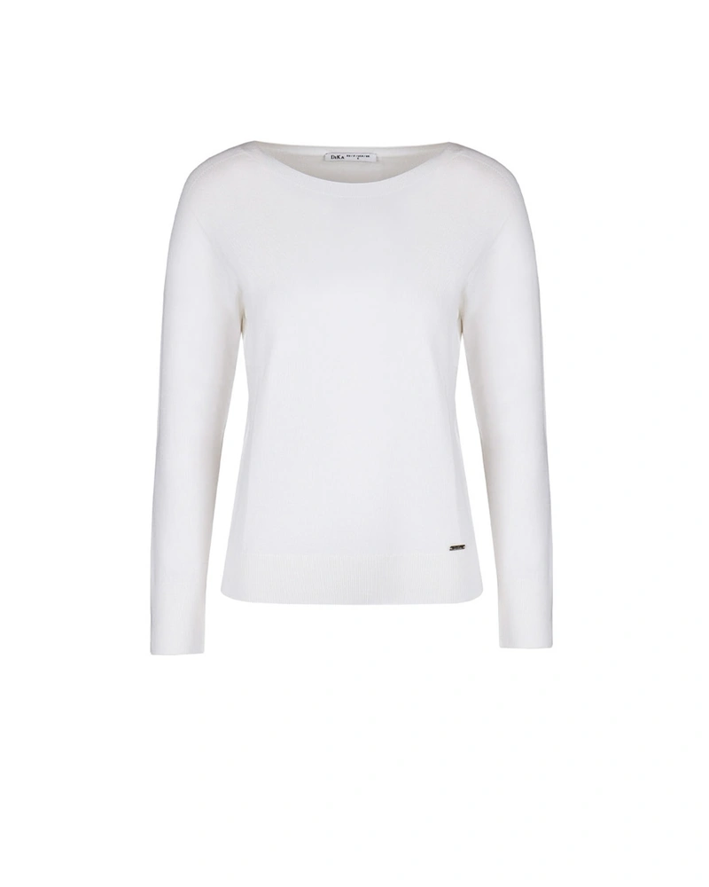White fine sweater with crew neck, made of certified viscose | Pulls | Dika.bg White fine sweater with crew neck, made of certified viscose | Pulls