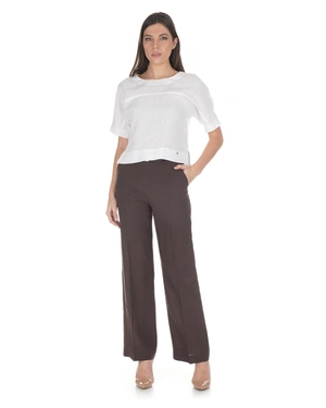 White linen short-sleeved blouse with a clean design | Blouses | Dika.rs - 4 White linen short-sleeved blouse with a clean design | Blouses - 4