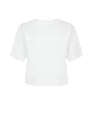 White linen short-sleeved blouse with a clean design | Blouses | Dika.rs - 5 White linen short-sleeved blouse with a clean design | Blouses - 5