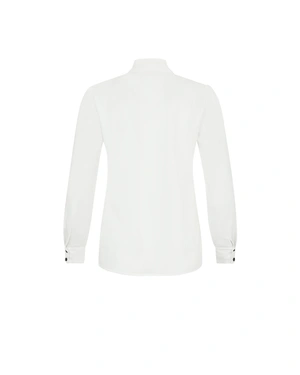 White mousseline shirt with black floral print detail | COLLECTION - 5