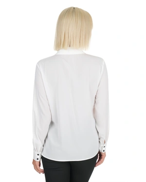 White mousseline shirt with black floral print detail | COLLECTION - 9