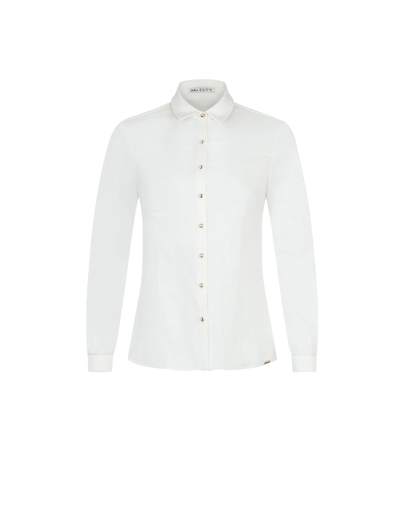 White shirt with collar and cuff detail | Blouses and Shirts