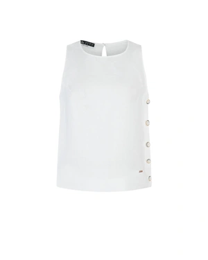 White sleeveless linen blouse with side buttons | Blouses | Dika.rs White sleeveless linen blouse with side buttons | Blouses