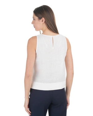 White sleeveless linen blouse with side buttons | Blouses | Dika.rs - 3 White sleeveless linen blouse with side buttons | Blouses - 3