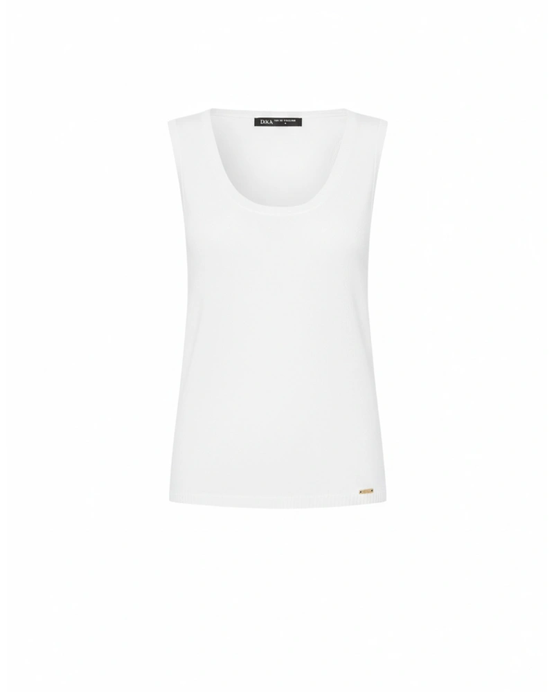 White sleeveless top with round neckline | Pulls | Dika.bg White sleeveless top with round neckline | Pulls
