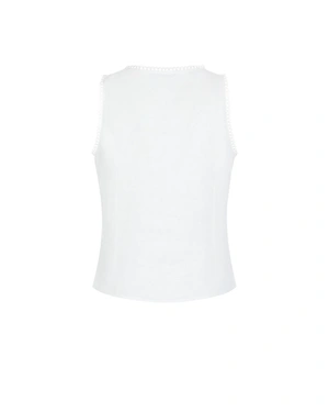 White sleeveless women's blouse from 100% hemp with buttons | T-shirts - 4