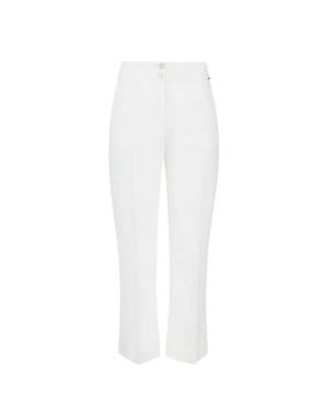 Pantalon droit crop blanc en coton et viscose | Pantalons et Leggings - 7