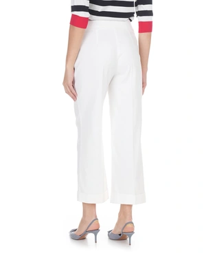 Pantalon droit crop blanc en coton et viscose | Pantalons et Leggings - 10