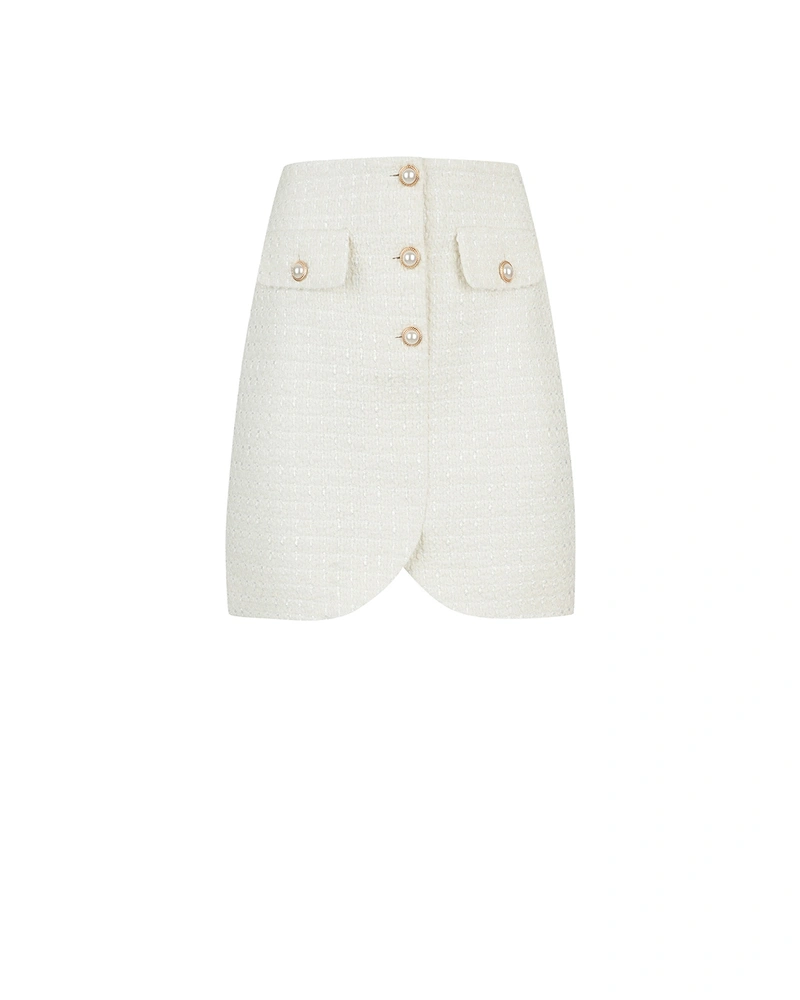 White straight skirt with gold buttons | All products