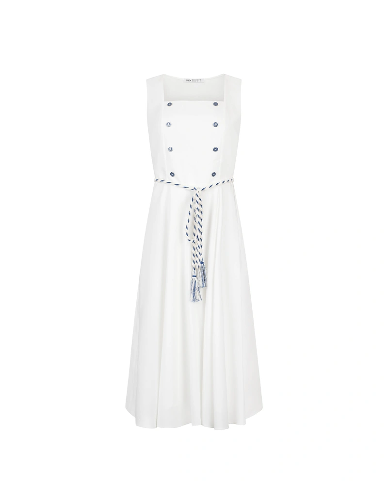 Rochie alba de vara in stil nautic | Rochii si Salopete