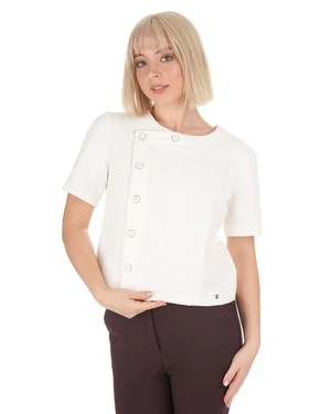Bela teksturisana bluza kratkih rukava | NOVO - 1