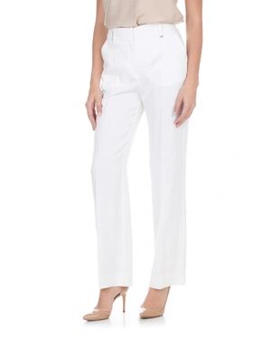 White trousers with crease and straight leg, elastic at the back waist | Trousers - 2
