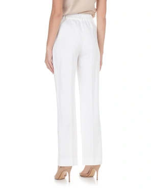 White trousers with crease and straight leg, elastic at the back waist | Trousers - 3