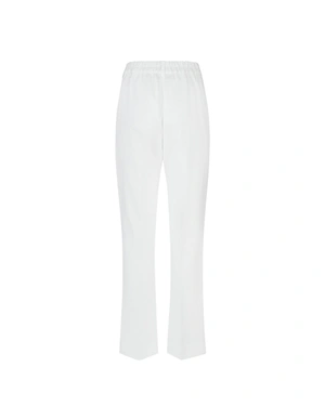 White trousers with crease and straight leg, elastic at the back waist | Trousers - 4