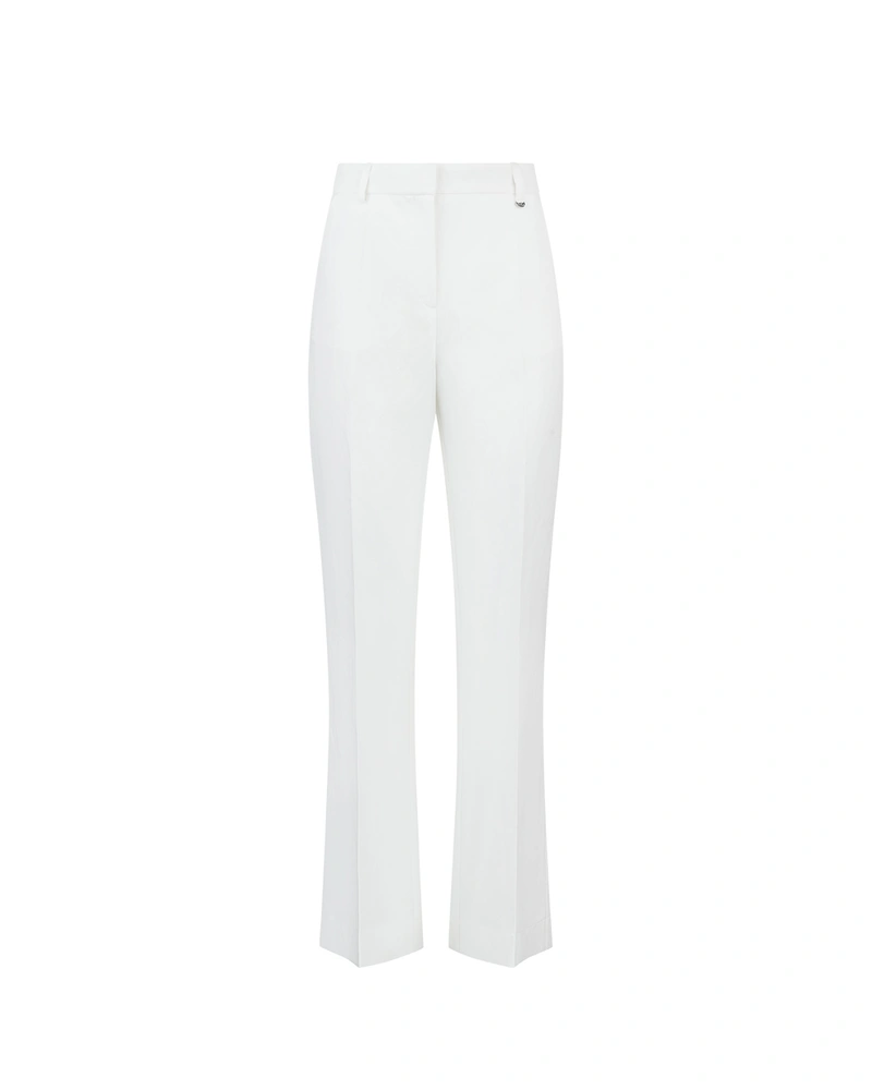 White trousers with crease and straight leg, elastic at the back waist | Trousers | Dika.bg White trousers with crease and straight leg, elastic at the back waist | Trousers