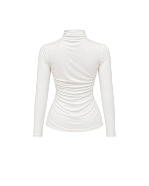 White viscose women's high-neck top | Blouses - 3