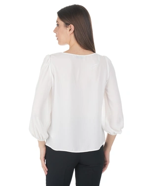 White women’s mousseline blouse with an airy silhouette | Blouses - 3