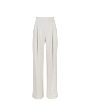 Wide-leg linen and viscose trousers in a natural light beige tone | Trousers | Dika.rs Wide-leg linen and viscose trousers in a natural light beige tone | Trousers