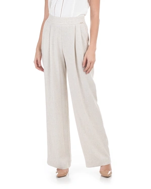 Wide-leg linen and viscose trousers in a natural light beige tone | Trousers | Dika.rs - 1 Wide-leg linen and viscose trousers in a natural light beige tone | Trousers - 1