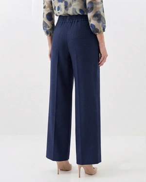 Wide-leg navy trousers in viscose | Trousers - 2