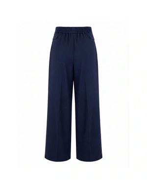 Wide-leg navy trousers in viscose | Trousers - 4