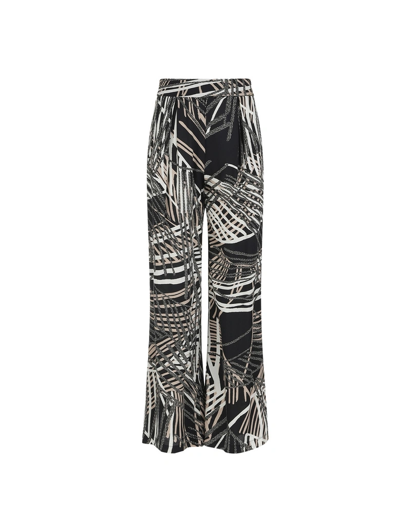 Wide-leg viscose trousers with graphic print | Trousers