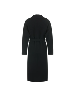 Women’s black coat in pure wool with a belt | Jackets - 4
