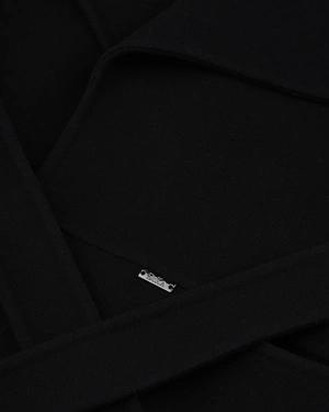 Women’s black coat in pure wool with a belt | Jackets - 5