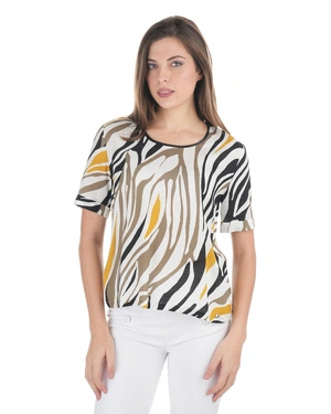 Women’s blouse made of viscose, rayon and linen with a stylized motif | Blouses - 1