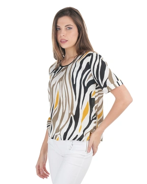 Women’s blouse made of viscose, rayon and linen with a stylized motif | Blouses - 2