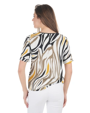 Women’s blouse made of viscose, rayon and linen with a stylized motif | Blouses - 3