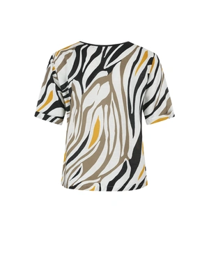 Women’s blouse made of viscose, rayon and linen with a stylized motif | Blouses - 5