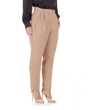 Pantaloni de damă din lână, nuanta camel | Pantaloni - 1