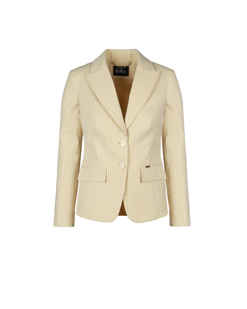 Women’s cotton and viscose blazer in buttery yellow with fine pinstripes | Jackets and Blazers | Dika.bg Women’s cotton and viscose blazer in buttery yellow with fine pinstripes | Jackets and Blazers