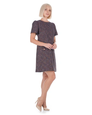 Rochie de damă din tweed de bumbac, cu fire aurii decorative | Rochii | Dikastore.ro - 1 Rochie de damă din tweed de bumbac, cu fire aurii decorative | Rochii - 1