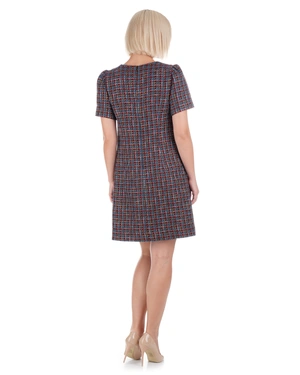 Rochie de damă din tweed de bumbac, cu fire aurii decorative | Rochii | Dikastore.ro - 2 Rochie de damă din tweed de bumbac, cu fire aurii decorative | Rochii - 2