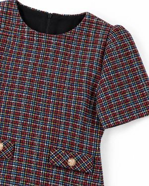 Rochie de damă din tweed de bumbac, cu fire aurii decorative | Rochii | Dikastore.ro - 4 Rochie de damă din tweed de bumbac, cu fire aurii decorative | Rochii - 4