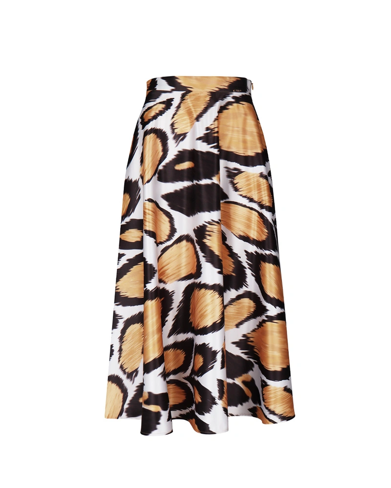 Women’s satin skirt with a bold, stylized print | Skirts and Shorts