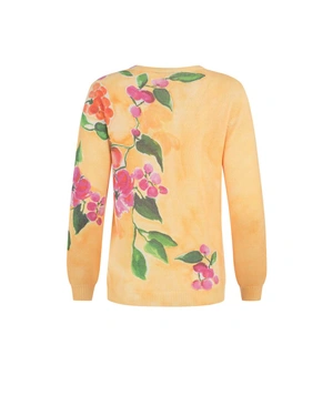Women’s sweater with floral pattern and mustard background | Knitwear | Dika.rs - 1 Women’s sweater with floral pattern and mustard background | Knitwear - 1