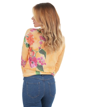 Women’s sweater with floral pattern and mustard background | Knitwear | Dika.rs - 4 Women’s sweater with floral pattern and mustard background | Knitwear - 4