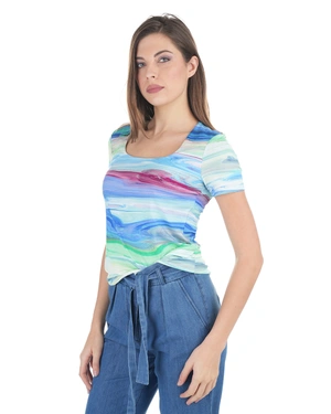 Women’s viscose T-shirt with elastane and a stylized wave pattern | Tshirts and Tops | Dika.bg - 2 Women’s viscose T-shirt with elastane and a stylized wave pattern | Tshirts and Tops - 2