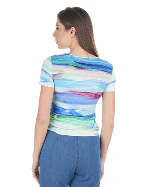 Women’s viscose T-shirt with elastane and a stylized wave pattern | Tshirts and Tops | Dika.bg - 3 Women’s viscose T-shirt with elastane and a stylized wave pattern | Tshirts and Tops - 3