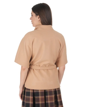 Women's belted wool coat in a camel shade | Outerwear - 4
