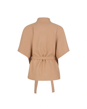 Women's belted wool coat in a camel shade | Outerwear - 5